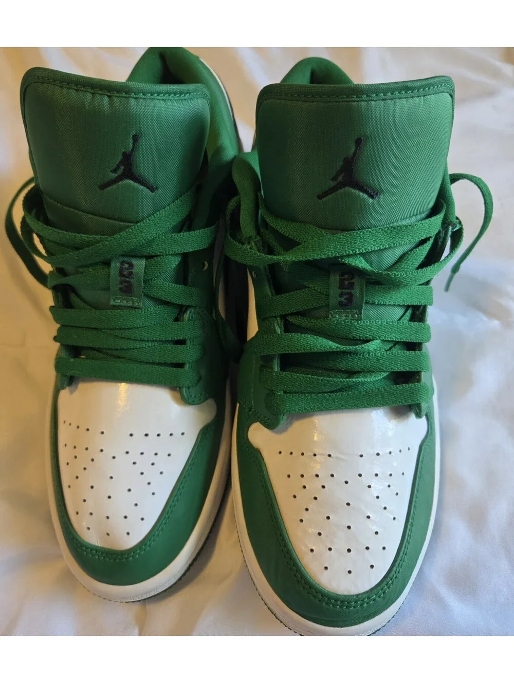 Nike Air Jordan 1 Low Pine Green 553560-301 Black White Green Size 9.5